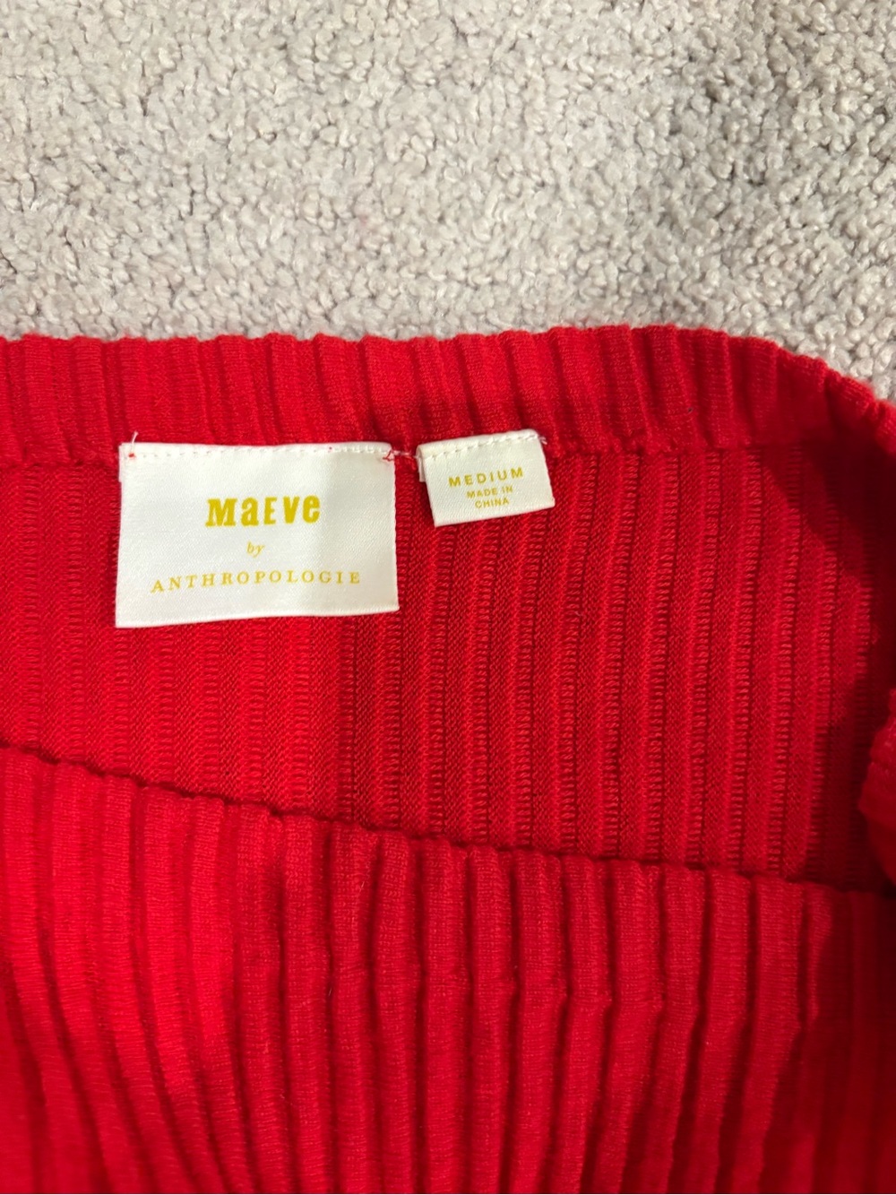 Anthropologie Maeve Ruth Ribbed Mini Sweater Red Knit Dress - Picture 8 of 8